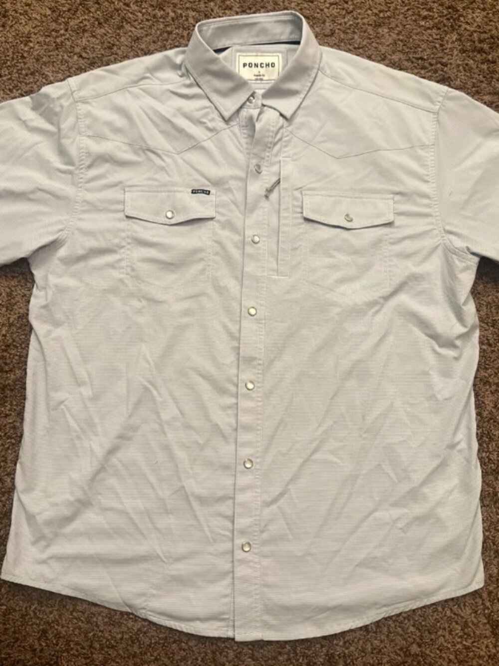 Poncho Regular Fit Short Sleeve Pearl Snap Shirt Size Large